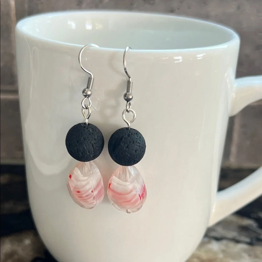 Artisan Black Lavastone Diffuser and Glass  Earrings